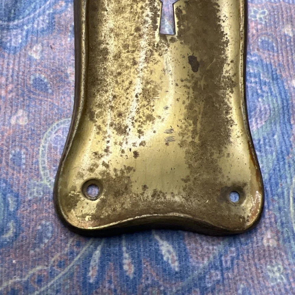 Set Of 2 Antique Victorian Brass Door Knob Backplates Keyhole Cast - Picture 7 of 10